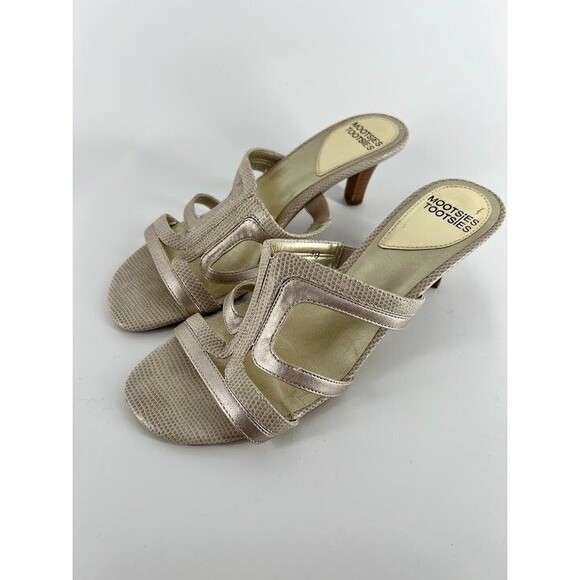 Mootsies Tootsies Shoes - Mootsies Tootsies Open Toe Gold Straps Leather Heeled Sandals - 6  1/2